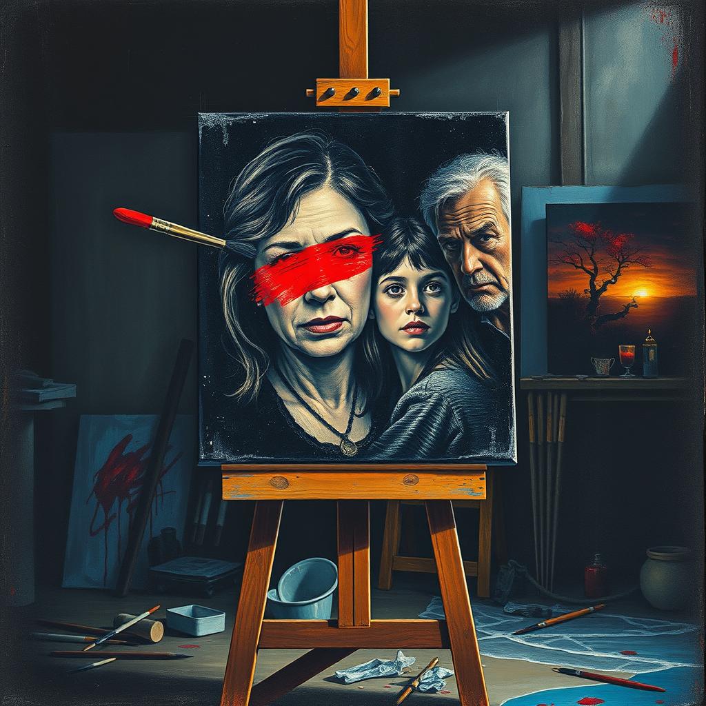 A cinematic thriller movie poster featuring an oil pastel painting style