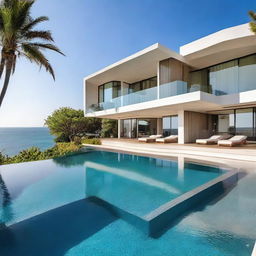 A luxurious villa with a clear sea view, complemented by an infinity pool with clear blue water enhancing the beauty of the property.