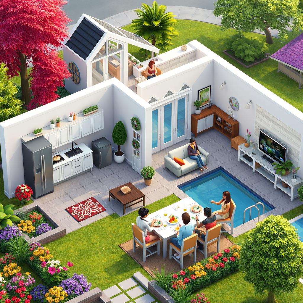 A captivating 3D image inspired by The Sims 4, showcasing an intricately designed environment typical of the game