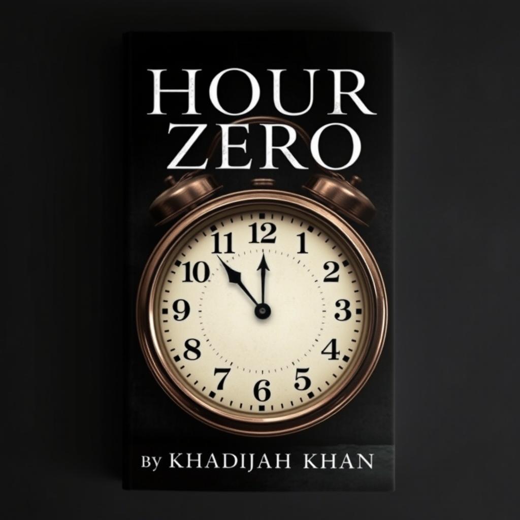 A book cover design featuring the title "Hour Zero" in bold, striking font at the top, capturing attention