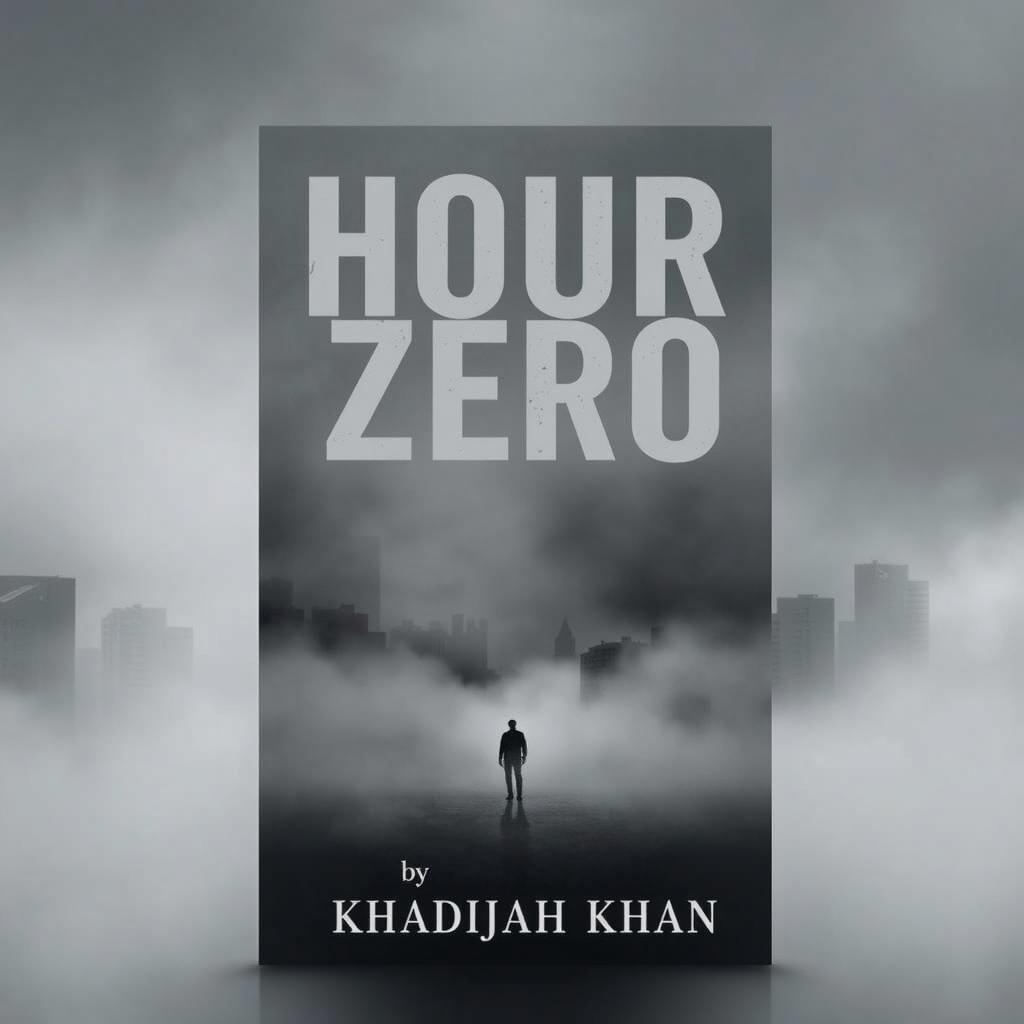A book cover design featuring the title "Hour Zero" in bold, striking font at the top