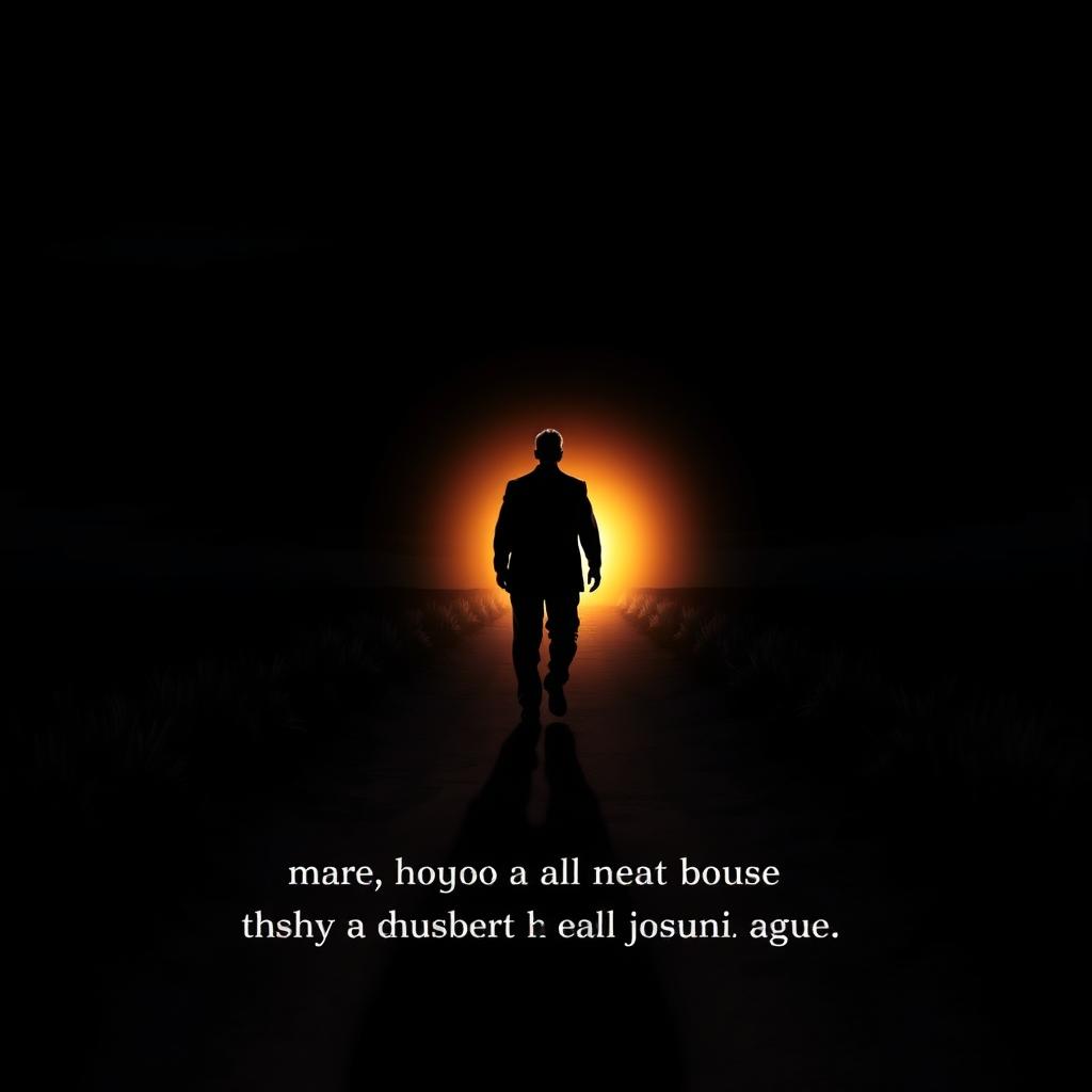 An animated book cover featuring the shadow of a man walking down a dark dirt road, symbolizing his loss and quest for redemption