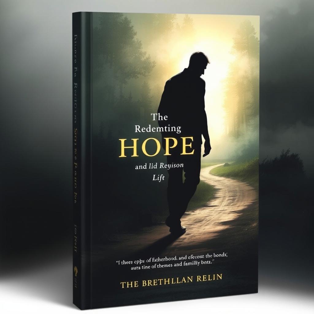 A book cover featuring an abstract illustration of a shadowy figure of a man walking down a dark, winding dirt road that leads into a bright, glowing light symbolizing hope and redemption