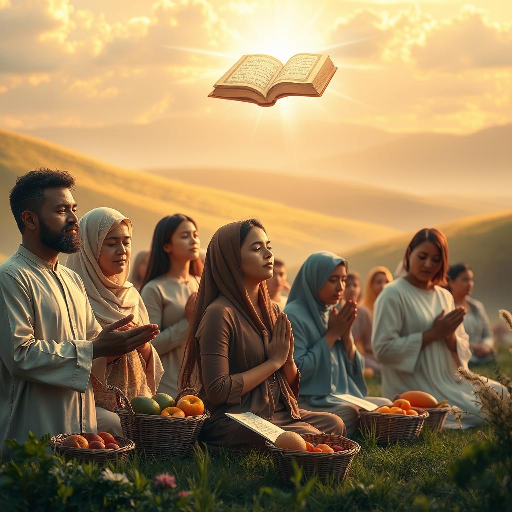 An illuminating scene that captures the essence of faith and spirituality, depicting a serene and peaceful setting
