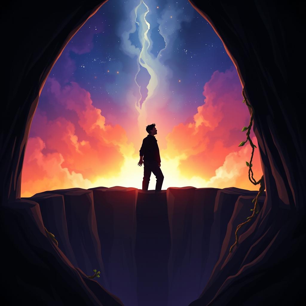 An animated book cover depicting the shadow of a man, symbolizing his struggle with inner turmoil and loss of identity