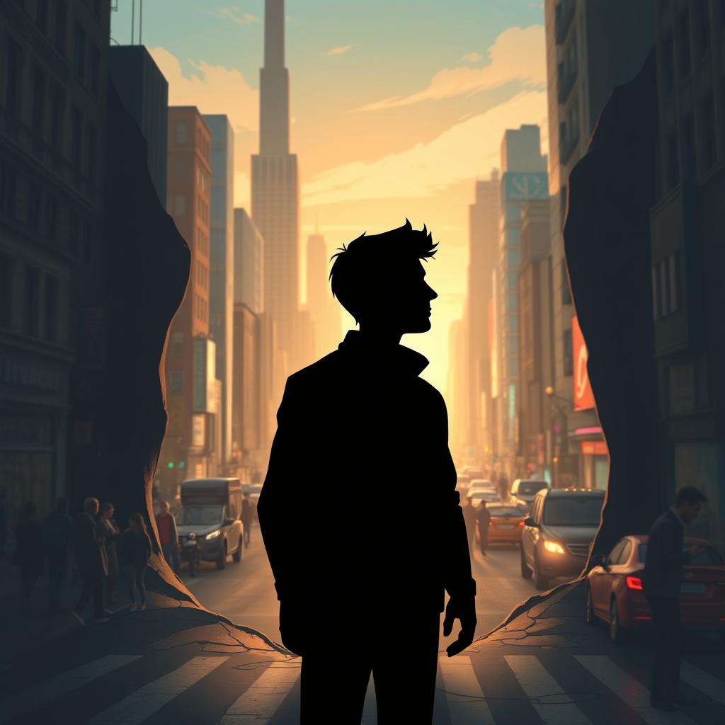 An animated but realistic book cover depicting a silhouette of a man in a deep, dark hole, symbolizing his inner turmoil and struggle