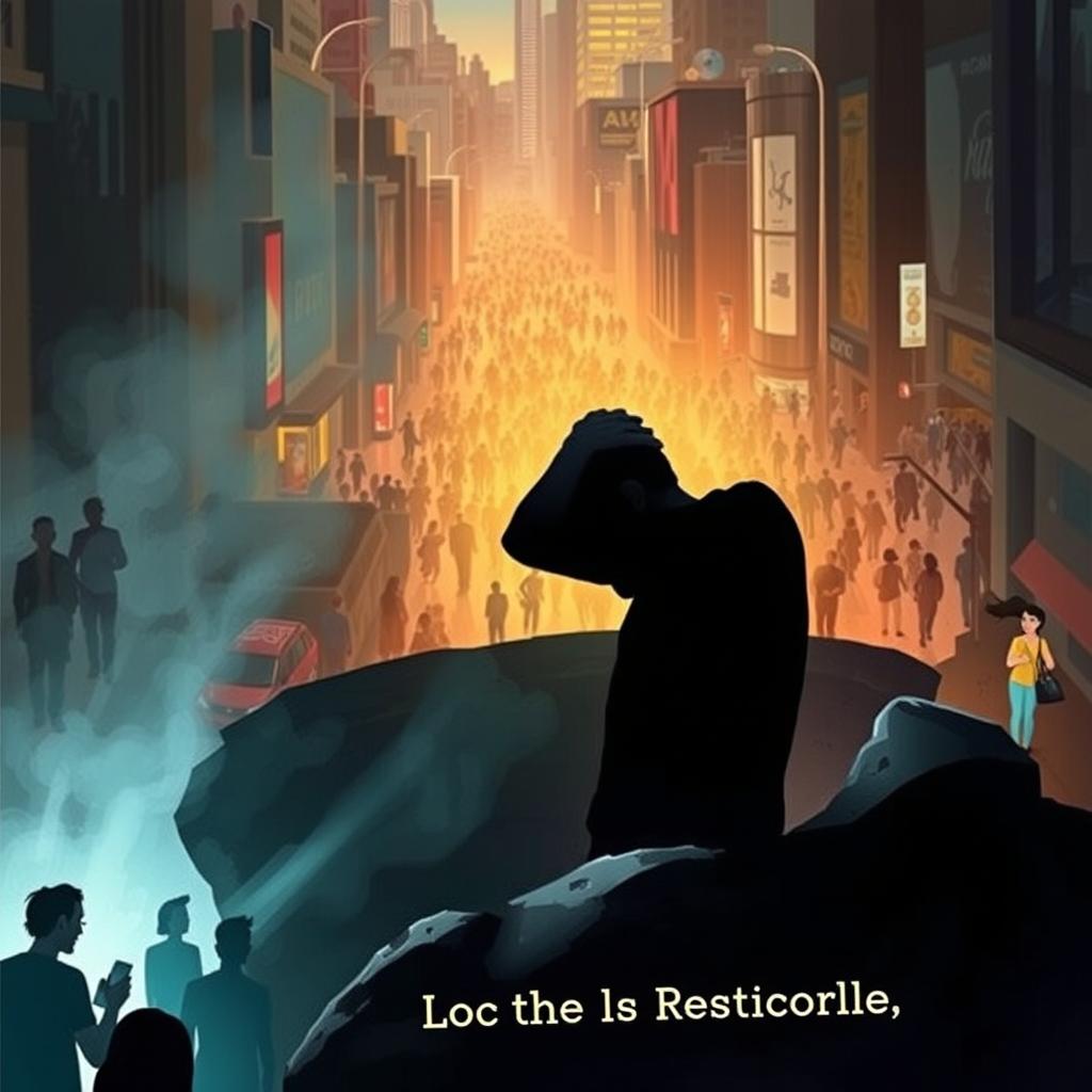 A book cover illustrating a shadowed figure of a man in a deep, dark pit symbolizing his mental struggles, hands on his head in anguish