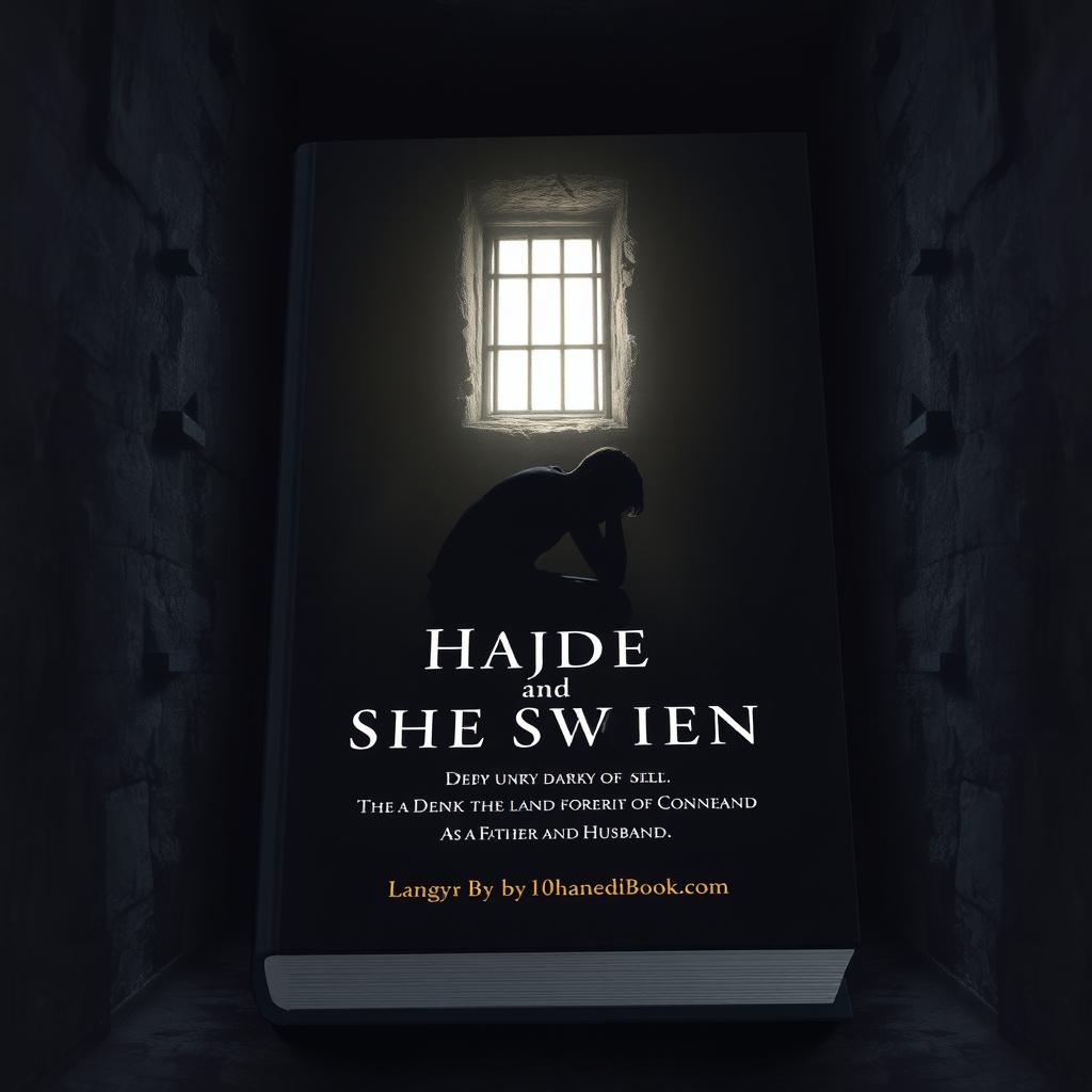 A realistic and animated book cover depicting the shadow of a man in a deep dark prison cell, symbolizing his internal struggle and loneliness