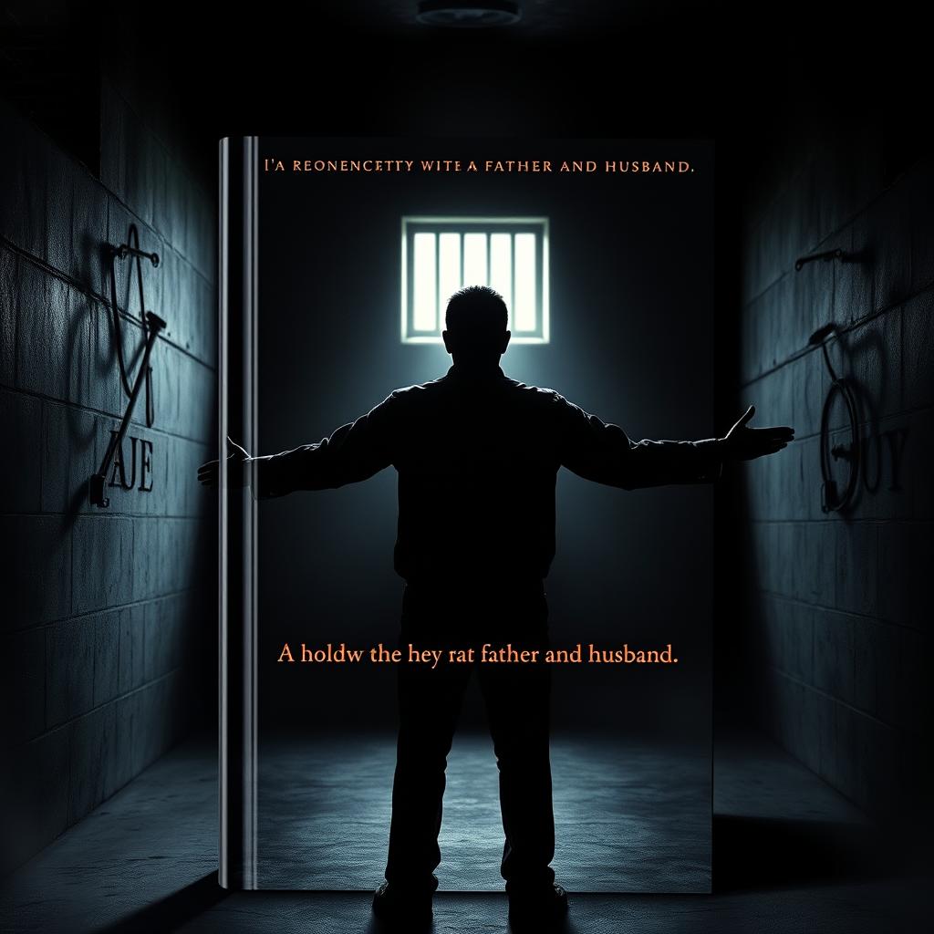 A realistic book cover depicting the shadow of a man standing with his back towards the viewer, lost in deep contemplation