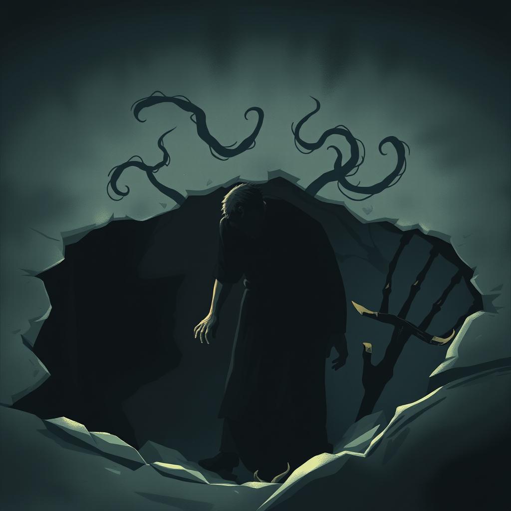 A deeply symbolic book cover depicting the shadow of a man, representing his internal struggle, captured in a semi-animated but realistic style