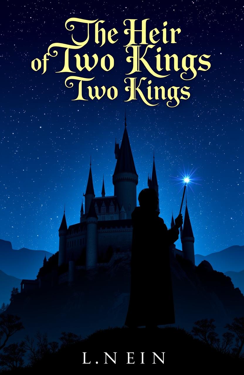 A majestic castle perched upon a hill, silhouetted against a vast night sky filled with twinkling stars
