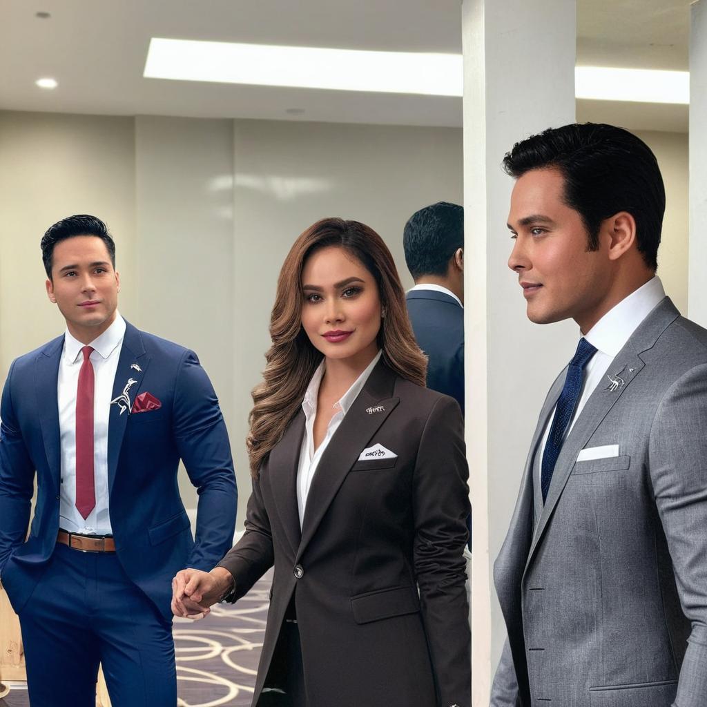 replace the man image behind the girl with man with that suit
