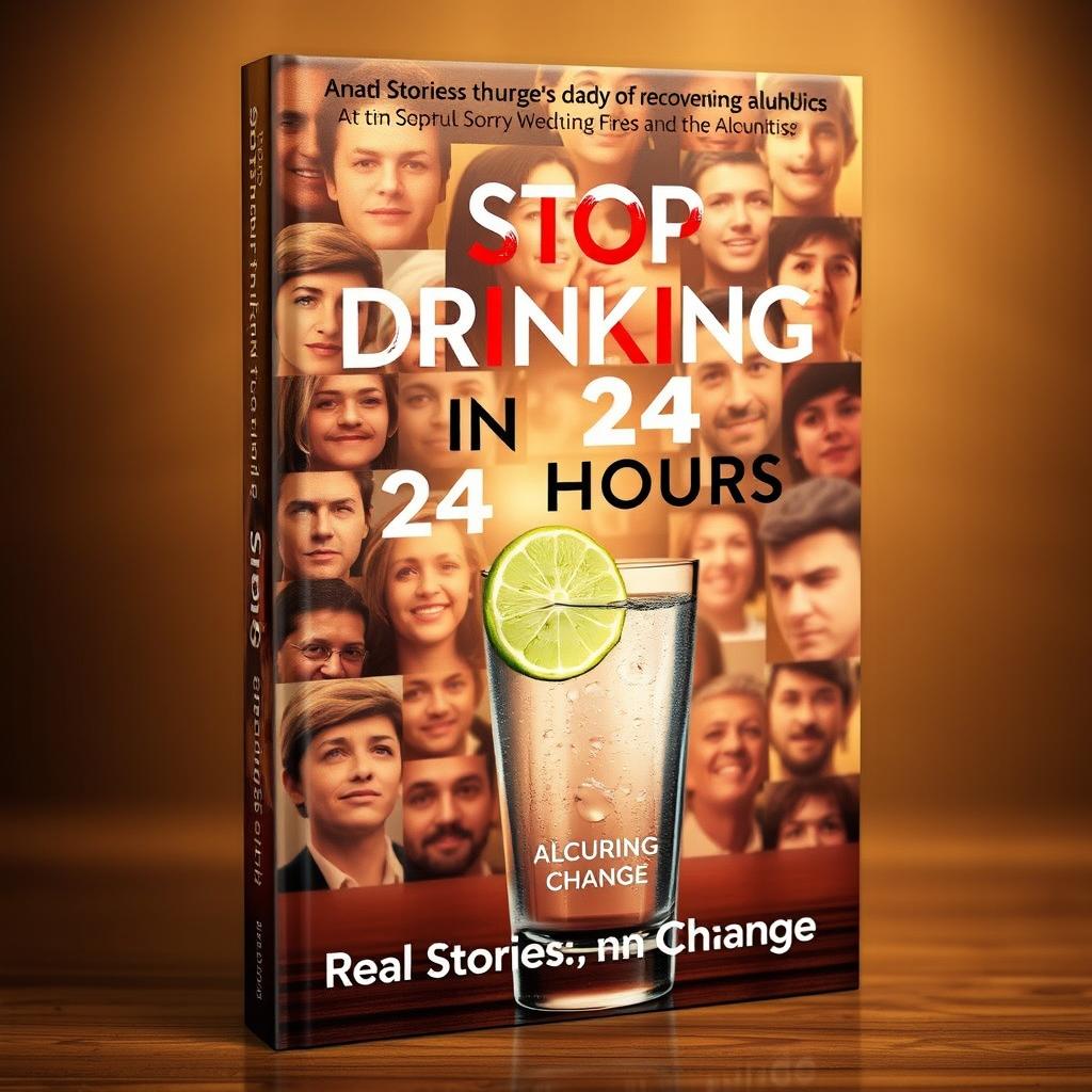 A compelling book cover design that explores stories of recovering alcoholics and their journey to sobriety