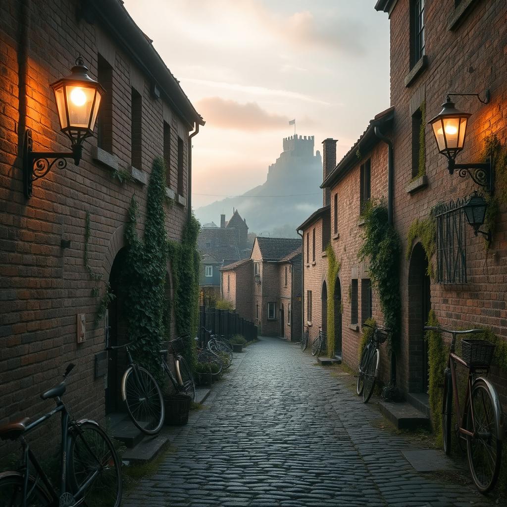 A captivating and rustic landscape showcasing an old, weathered town that exudes a charm of nostalgia