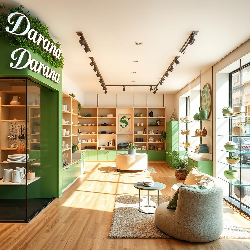 A beautifully designed interior for a 20 m2 houseware accessories store named 'Darana'