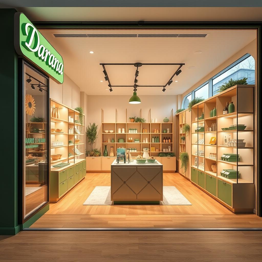 A beautifully designed interior for a 20 m2 houseware accessories store named 'Darana'