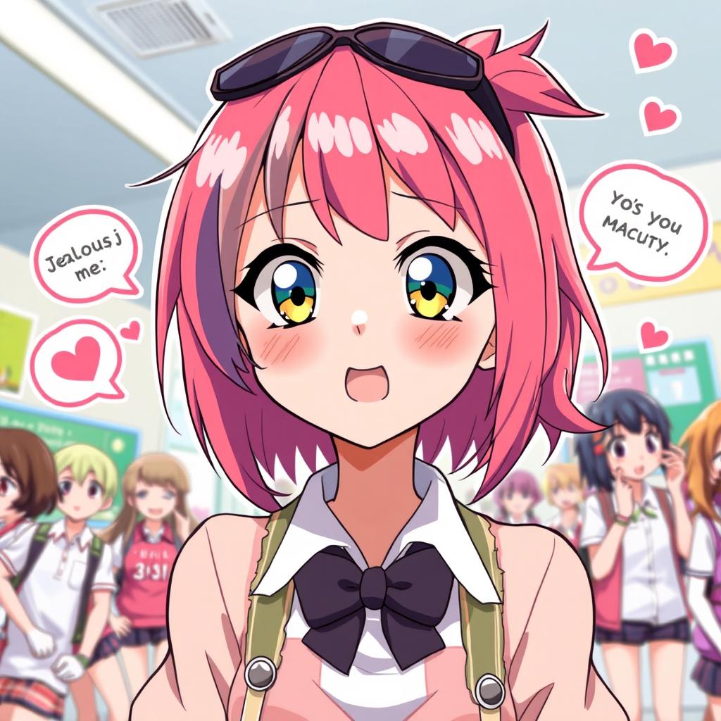 An expressive anime girl showcasing jealousy in her demeanor