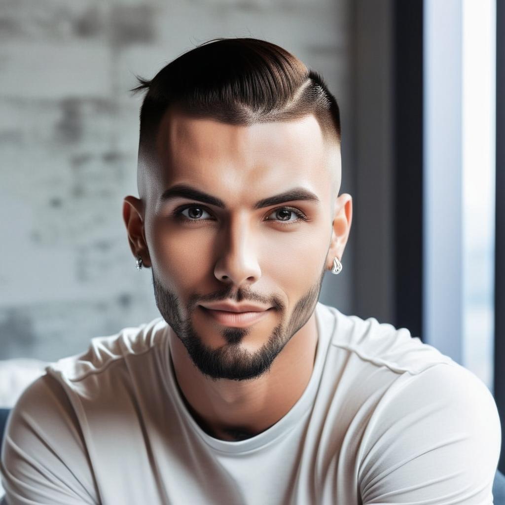 Make his hair black and eyes blue. Give him a neck tattoo and a smirk