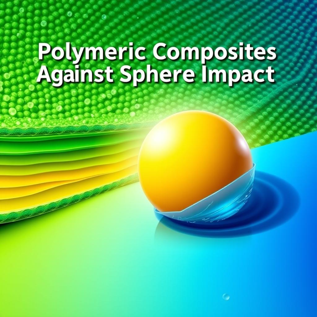 An eye-catching book cover design that illustrates polymeric composites and their performance against the impact of a sphere