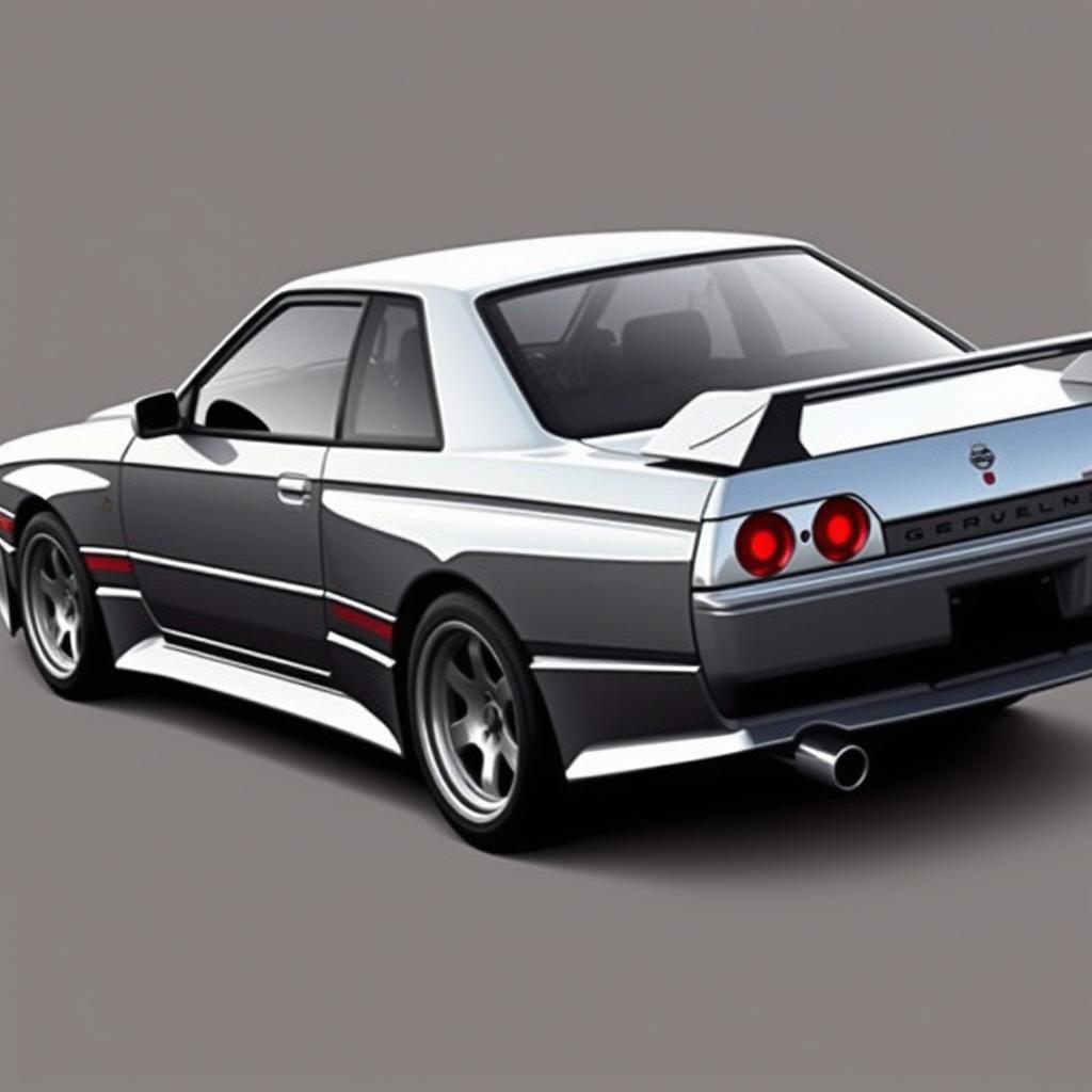A 1989 Nissan Skyline GT-R R32 depicted in a more aggressive and modern style