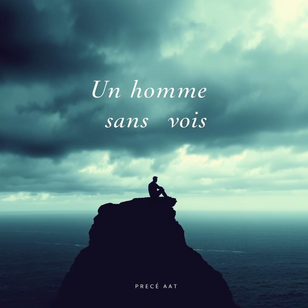 A book cover design for a poetry collection titled "Un homme sans voix" (A Man Without a Voice), centered around themes of depression, self-knowledge, and introspection