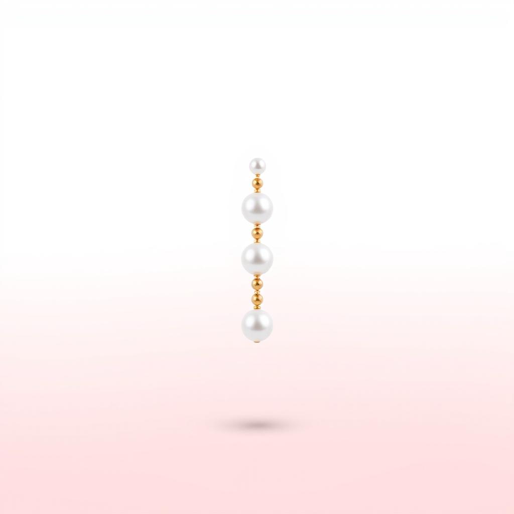A minimalist Instagram avatar design featuring a delicate earring with three shiny white pearls connected by small gold beads, hanging vertically at the center of a 400x400 square canvas