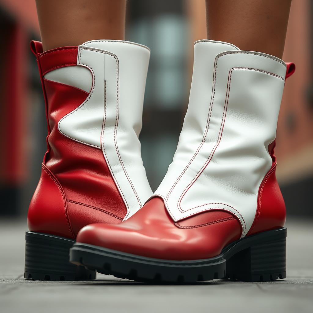 Stylish Boots with Custom Red Accents | Edgy Fashion for Urban Environments