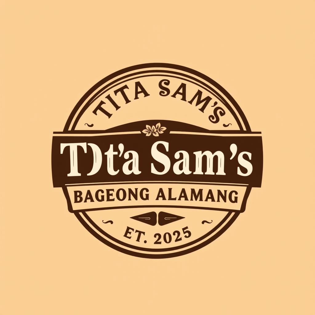 A classic logo sticker design featuring the name "Tita Sam's D'best Bagoong Alamang" prominently in a vintage font