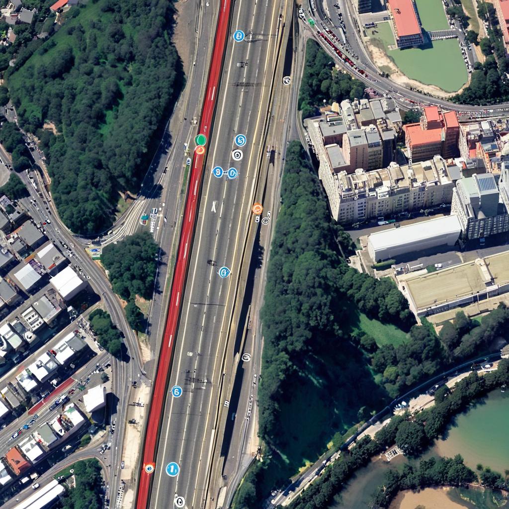 AI-Generated Traffic Map: Visualizing Congestion with Distance Markers