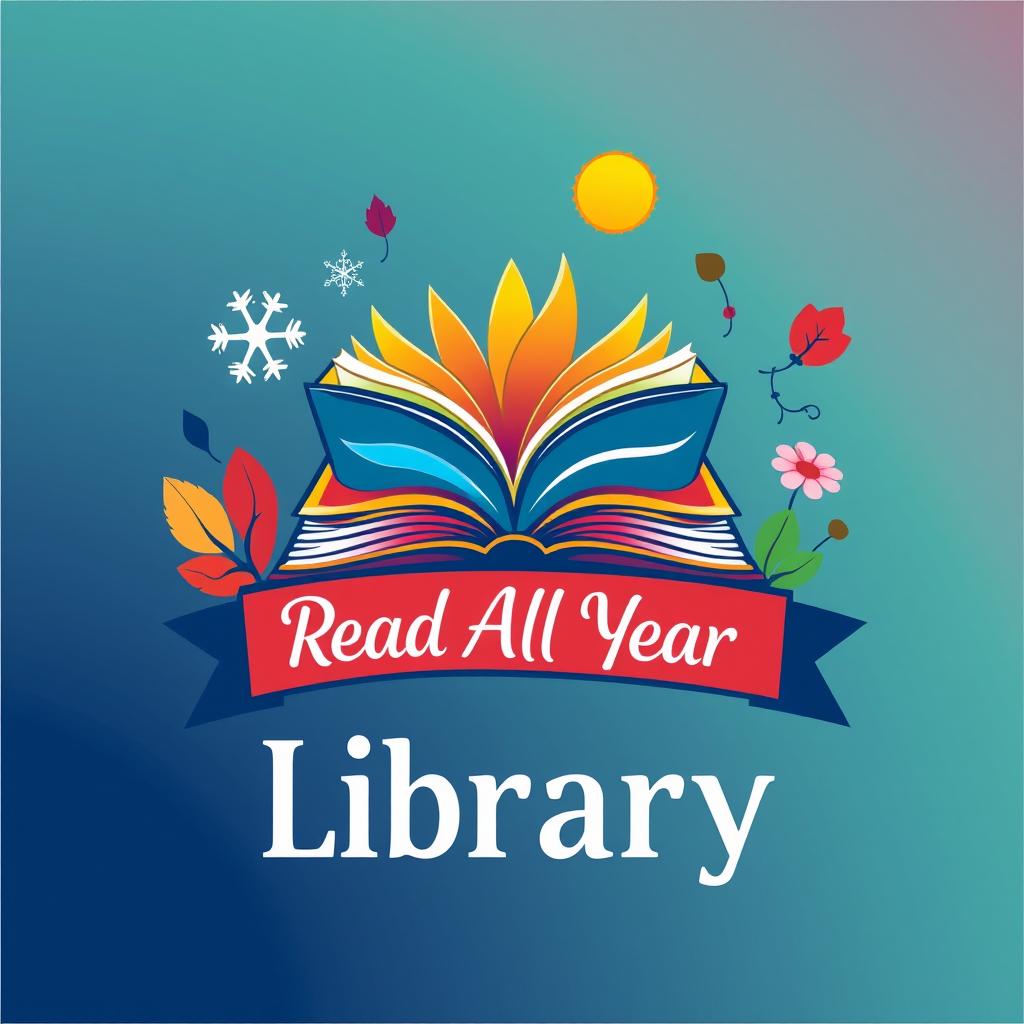 A logo design for a library that promotes reading all year round