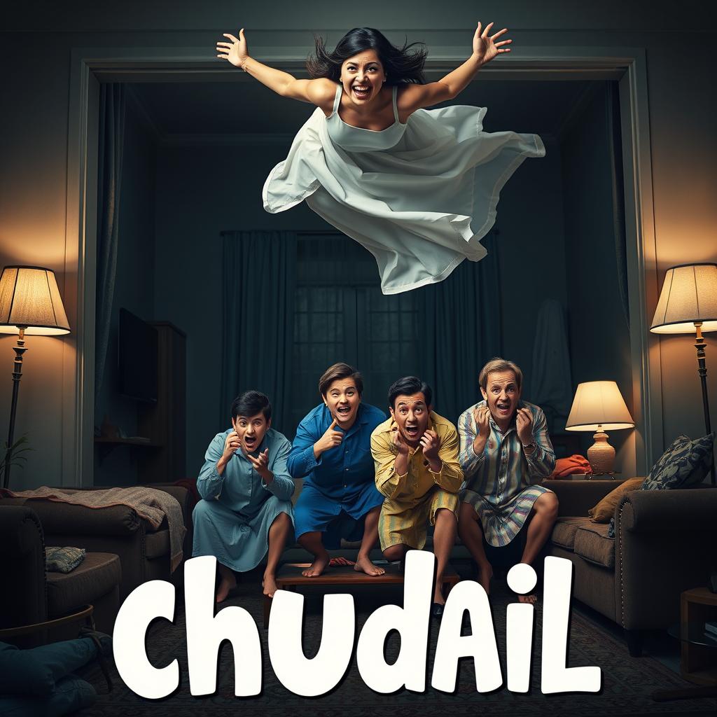 A cinematic horror comedy film poster titled 'Chudail'