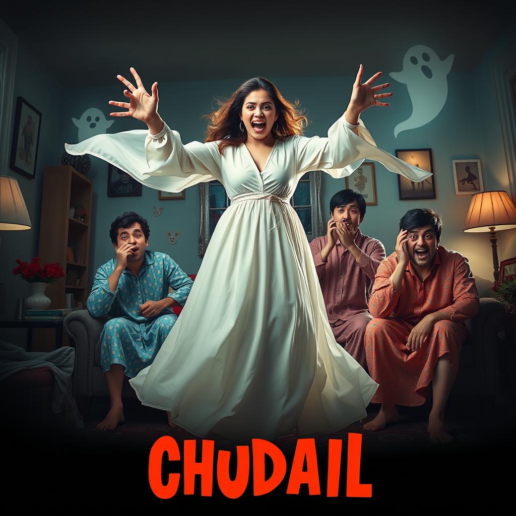 A cinematic horror comedy film poster titled 'Chudail'
