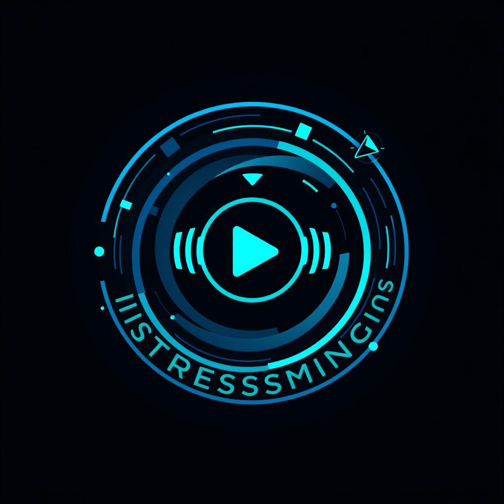 A round logo design for a professional streaming company that conveys a modern and technological aesthetic