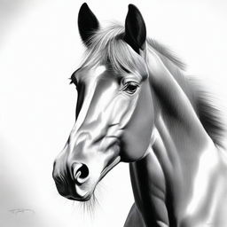 This is a simple yet powerful black and white pencil sketch of a horse's face