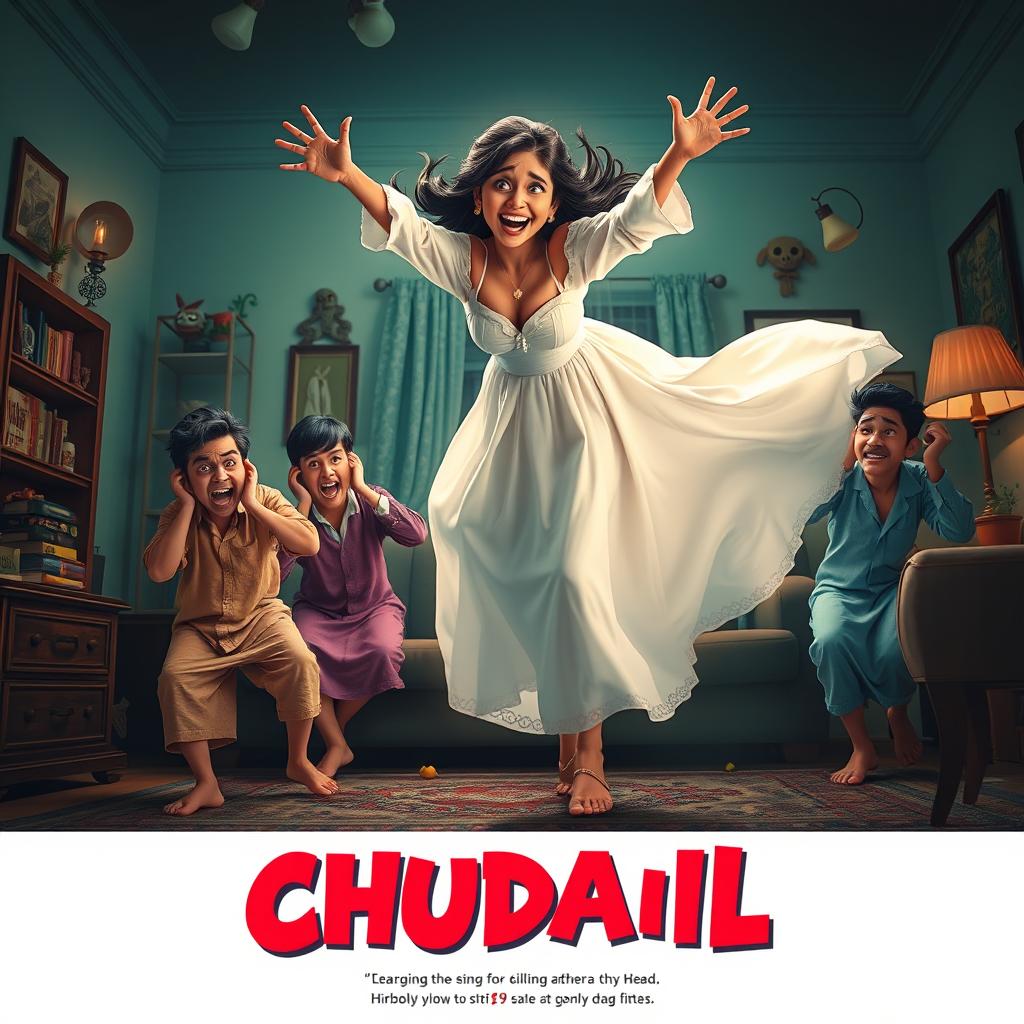 A cinematic horror comedy film poster titled 'Chudail'
