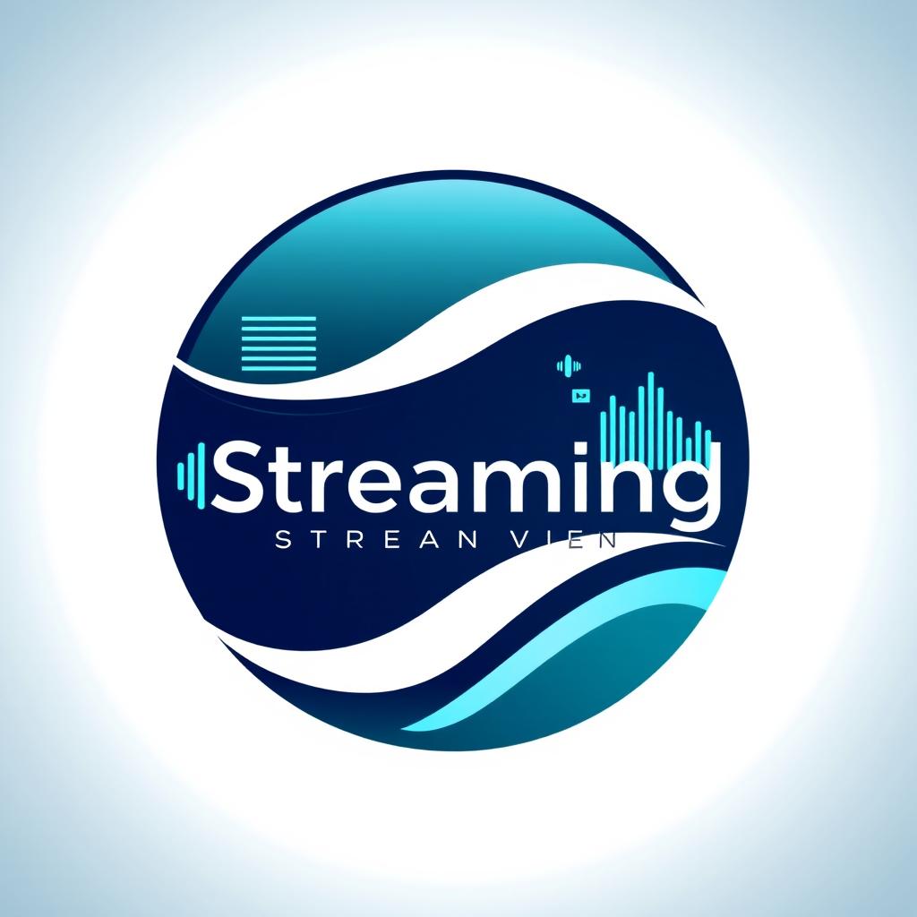 A round logo design for a professional streaming company that exudes a modern and technological vibe