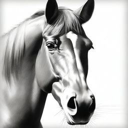 This is a simple yet powerful black and white pencil sketch of a horse's face