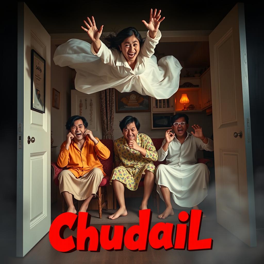 A cinematic horror comedy film poster titled 'Chudail'
