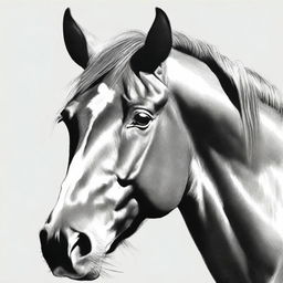 This is a simple yet powerful black and white pencil sketch of a horse's face