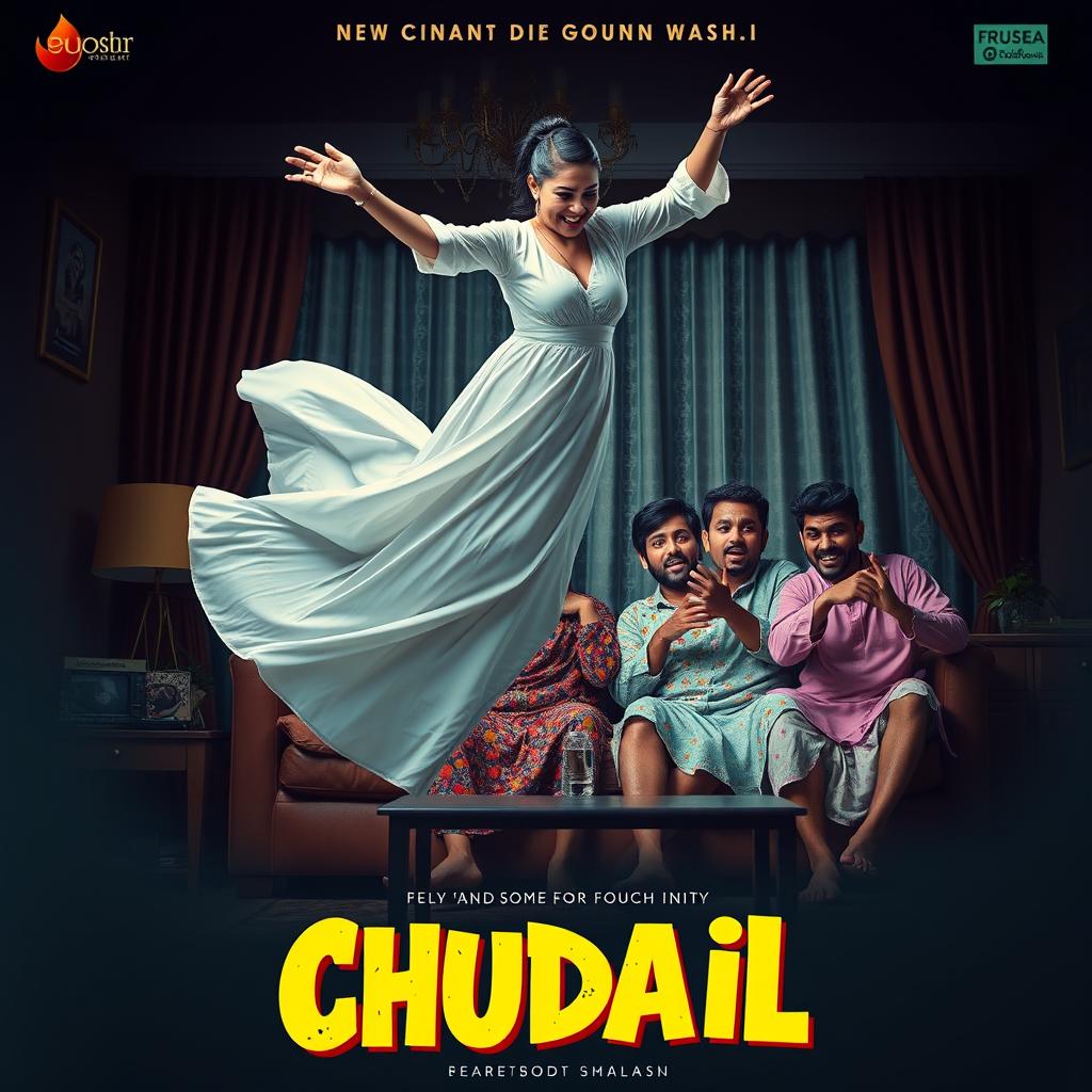 A cinematic horror comedy film poster titled 'Chudail'