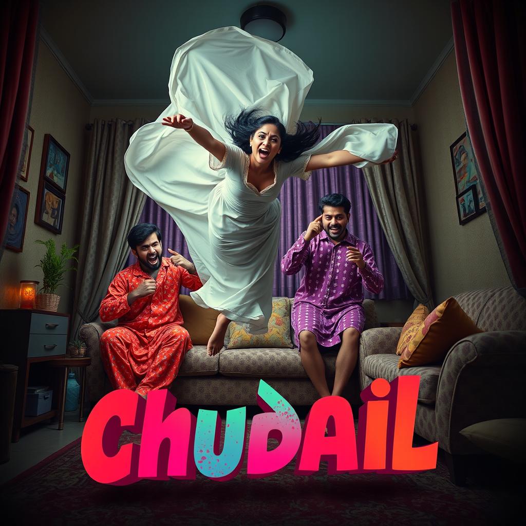 A cinematic horror comedy film poster titled 'Chudail'