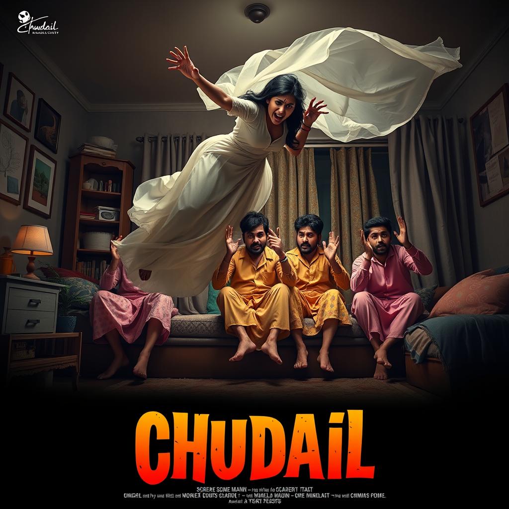 A cinematic horror comedy film poster titled 'Chudail'