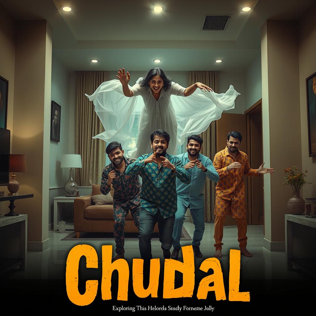 A cinematic horror comedy film poster titled 'Chudail'