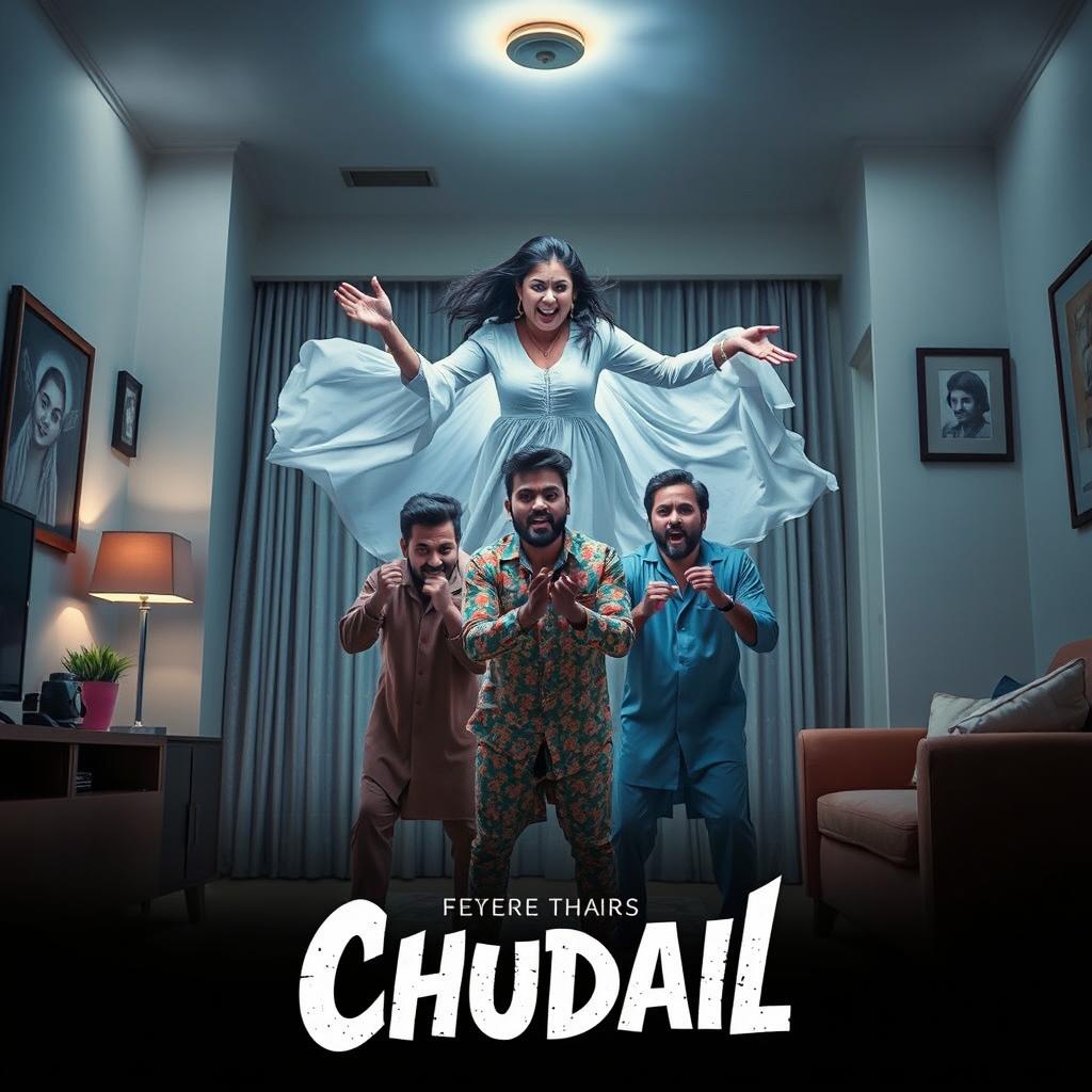 A cinematic horror comedy film poster titled 'Chudail'