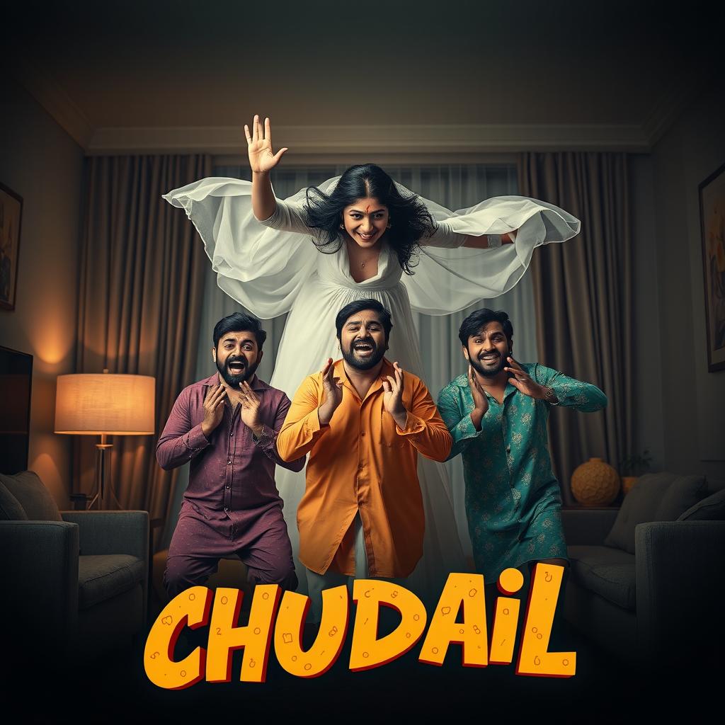 A cinematic horror comedy film poster titled 'Chudail'