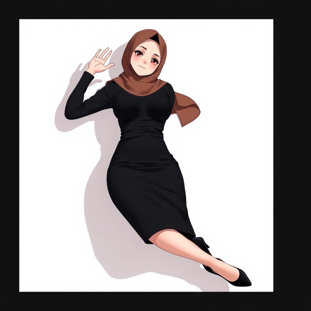 A character with a soft, smooth mocha-colored hijab, minimal in shape, lying elegantly on a surface