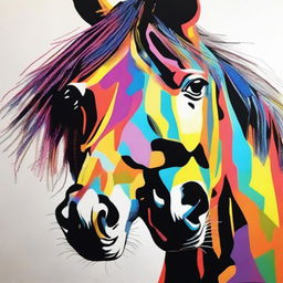 A vibrant and detailed sharpie drawing of a horse's face