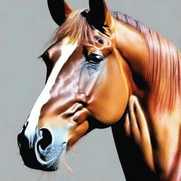 A beautifully crafted coloured chalk drawing of a horse's face