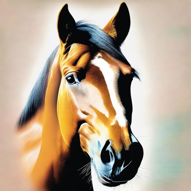 A beautifully crafted coloured chalk drawing of a horse's face