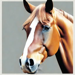 A stunning coloured illustration of a horse's face